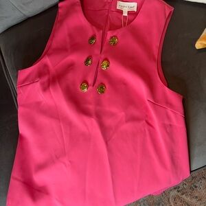 NWT 💕 Entro Fuchsia Vest ~ Gold Buttons